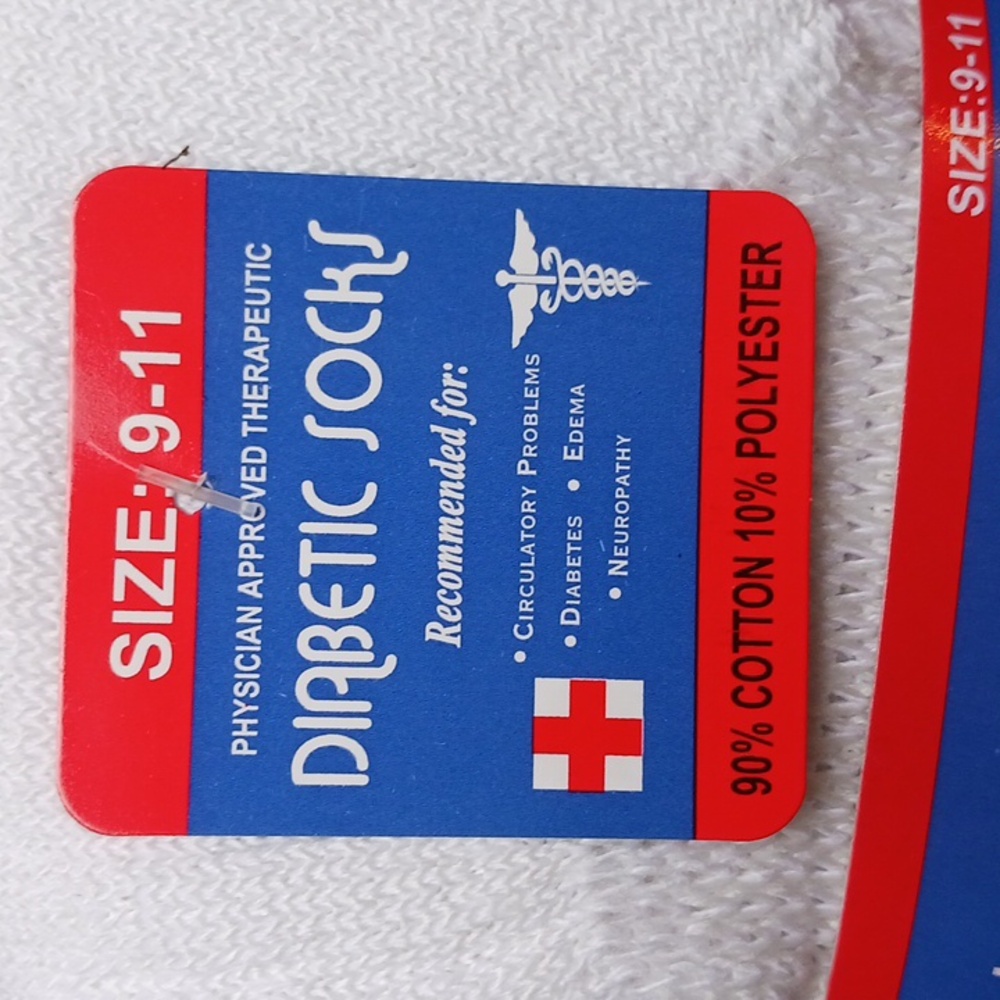 Diabetic Socks Loose Fit Top - White - Picture 5 of 5